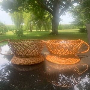 Mid Century Modern Vintage Wicker Cup Baskets